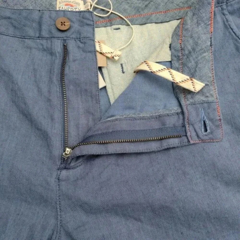 Faherty Tradewinds Linen Blend Shorts Blue